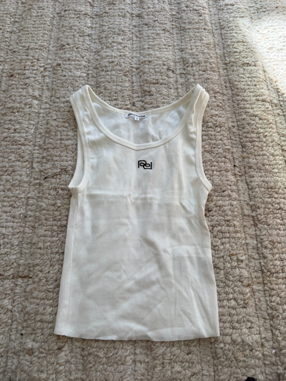 Reformation Cream Ribbed Tank Top
